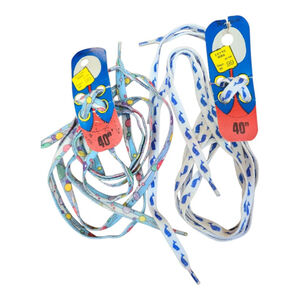 Vintage 80s Blue Whale & Polka Dot Shoelaces 40"